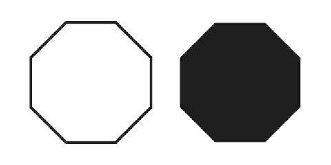 Octagon icon vector in simple flat design, outline.