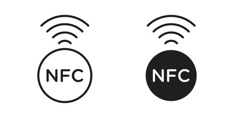NFC icon vector in simple flat design, outline.