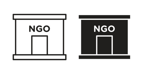 NGO Building icon vector in simple flat design, outline.