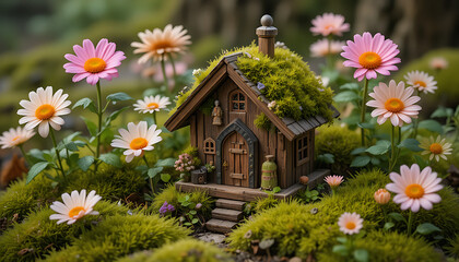 old wooden house with flowers