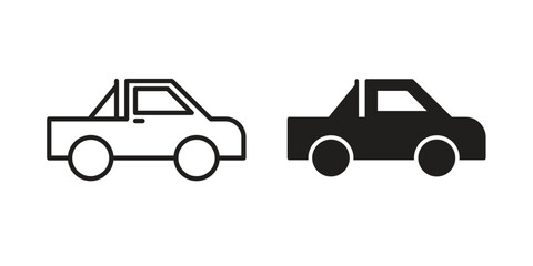 Monster truck icon vector in simple flat design, outline.