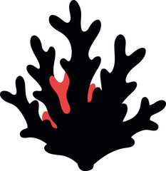 Coral flow paint shape silhouette with abstract vector design for modern art