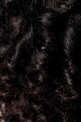 curly black hair, macro hair texture