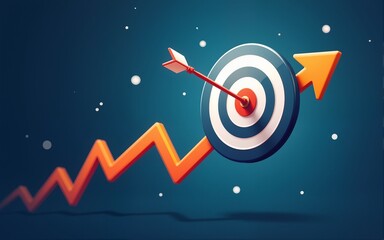 Business target market arrow concept on success goal background of growth digital marketing strategy achievement idea point focus or creative planning finance graph and financial aim targeting chart.