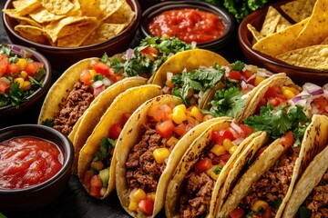 Fototapeta premium Vibrant Taco Spread Colorful Mexican Delights