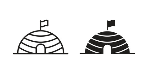 Igloo icon vector in simple flat design, outline.