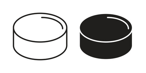 Hockey puck icon vector in simple flat design, outline.