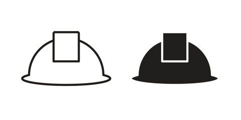 Hard hat icon vector in simple flat design, outline.