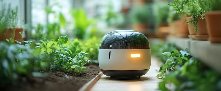 Smart planter device in a window garden