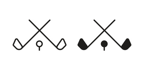 Golf club icon vector in simple flat design, outline.