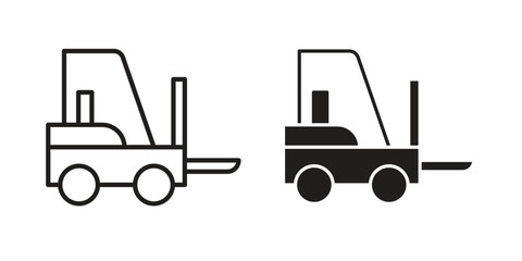 Forklift icon vector in simple flat design, outline.