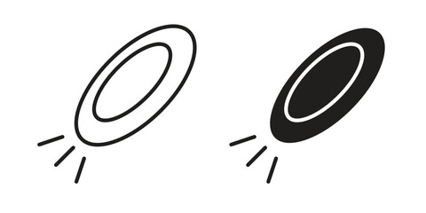 Flying disc icon vector in simple flat design, outline.