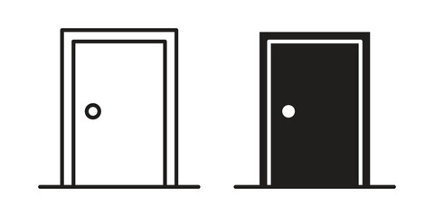 Door closed icon vector in simple flat design, outline.