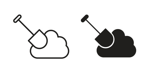 Digging icon vector in simple flat design, outline.