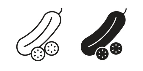 Cucumber icon vector in simple flat design, outline.