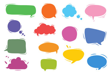 Colorful crayons and hand-drawn style! collection of speech chat bubbles vector set