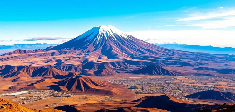 Majestic Chachani volcano towering over Arequipa's landscape, Peru,  geography, Chachani