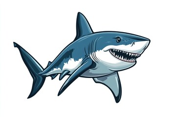 Bold Shark in Blue Art Design