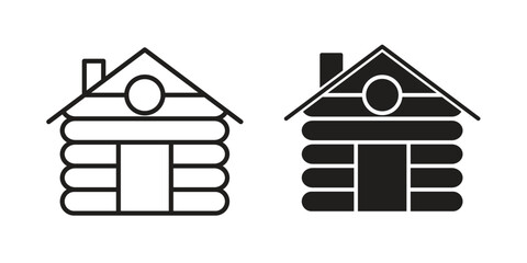 Cabin icon vector in simple flat design, outline.