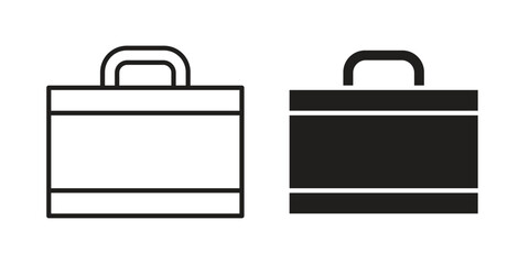 Briefcase icon vector in simple flat design, outline.