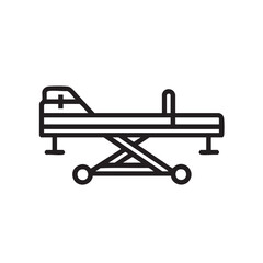  A black and white line drawing of a medical stretcher.