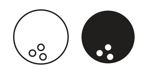 Bowling ball icon vector in simple flat design, outline.