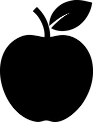 Red, fresh apple vector illustration with a green leaf, isolated on black, symbolizing healthy and natural food
