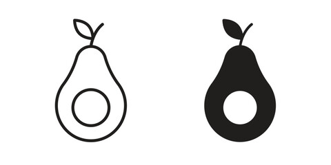 Avocado icon vector in simple flat design, outline.