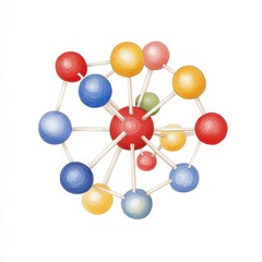 Obraz premium Colorful Molecular Structure Model with Central Red Atom