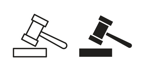 Auction icon vector in simple flat design, outline.