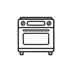 A black and white line drawing of a kitchen stove.