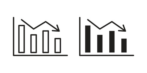 Arrow trend-down icon vector in simple flat design, outline.