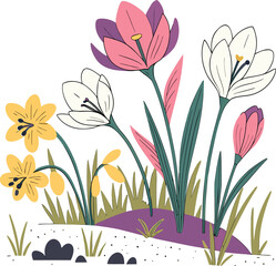 spring flowers vector illustration