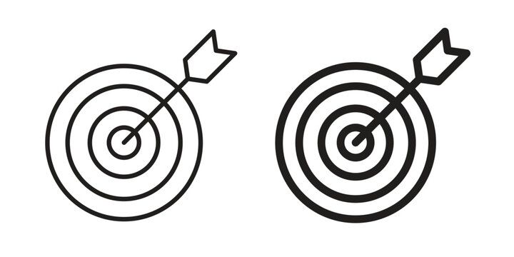 Aim icon vector in simple flat design, outline.