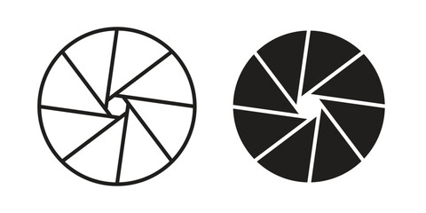 Aperture icon vector in simple flat design, outline.