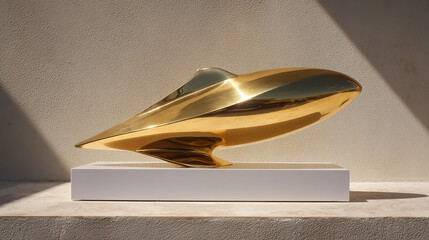 Modern Swimming Trophy in Gold Elegant on Transparent Background