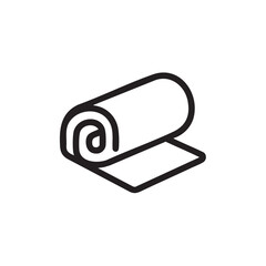 A simple line drawing of a rolled-up mat.