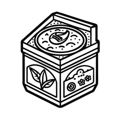 Thai curry paste box packaging design with black outline