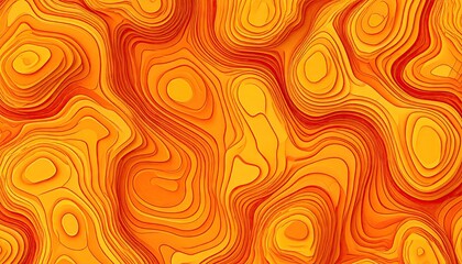 Abstract Topographic Terrain with Orange and Red Contour Lines Forming Island-Like Shapes on a Digital Surface