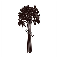 Elegant floral bouquet silhouette with vibrant colors isolated on white background