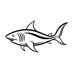 Fototapeta premium Minimalist Shark Clean Sea Animal Vector for Branding, Apparel & Tattoos