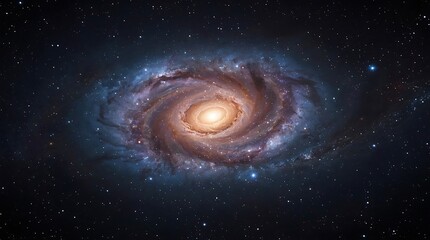 Fototapeta premium Vibrant spiral galaxy with glowing center in deep space