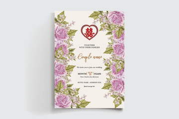 Obraz premium BRIDAL SHOWER FLORAL INVITATION TEMPLATE