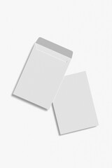 Realistic blank white letter paper C4 envelope front view on gray background