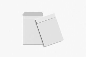 Realistic blank white letter paper C4 envelope front view on gray background