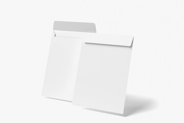 Realistic blank white letter paper C4 envelope front view on gray background