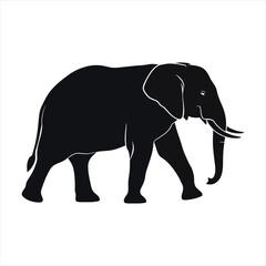 Fototapeta premium Majestic elephant silhouette isolated on white background representing africa and wildlife