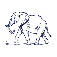 Majestic elephant silhouette in profile isolated on white background