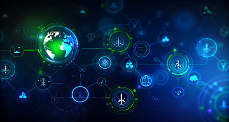 Photo of global technology network connects the earth to the future