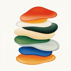 Colorful Stone Stack on White Background